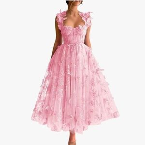 Elegant Pink Butterfly Cocktail Dress